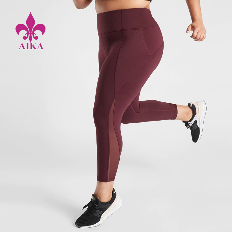 Free sample for Sport Tank Tops -
Mesh Panel Gym Wear Design Ladies Plus Size Workout Clothing Women Tights Yoga Pants – AIKA detail pictures