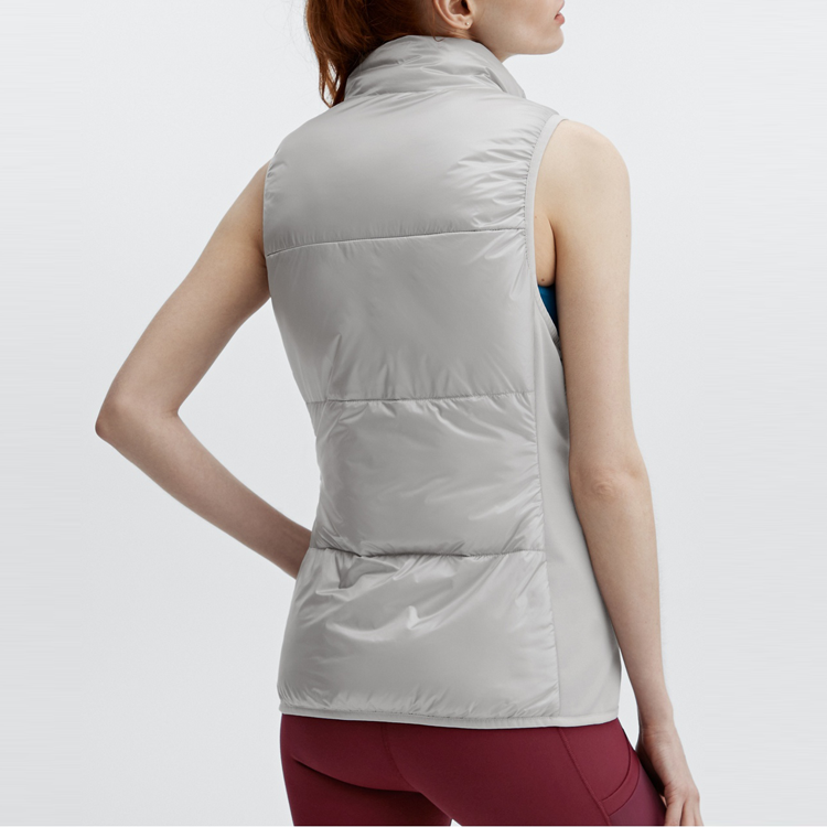 Top Quality Warm Workout Stand Collar Sleeveless Down Vest Jacket For Women detail pictures