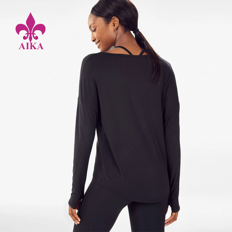 High reputation Women Gym Yoga -
OEM Wholesale Solid Breathable Lightweight Long Sleeve Top Women Sports T-shirt – AIKA detail pictures