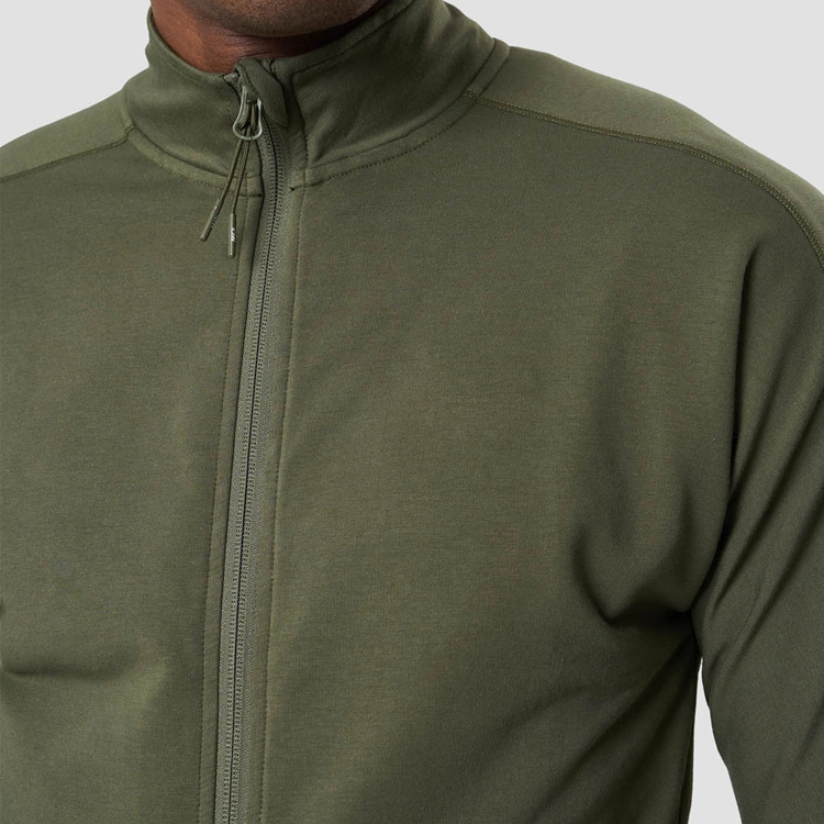 Top Quality Four Way Stretch Full Zip Athletic Gym Jacket For Men With Side Pockets detail pictures
