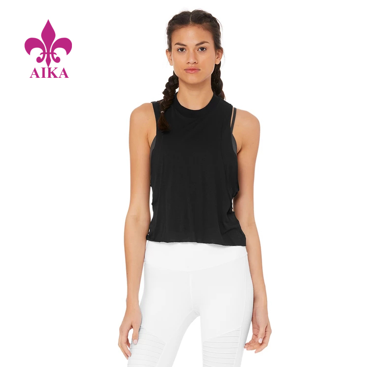 Fashion Women Yoga Wear Sexy Beauty Back Modern Double Layer Sports Gym Tank Top