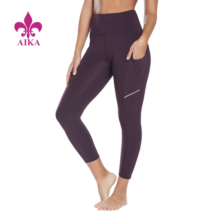 Low MOQ for Gym T Shirts -
Women Gym Clothes Breathable Slimming Form Fitting High Waist Capri Yoga Leggings – AIKA detail pictures