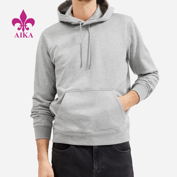 Wholesale Jogger Wear Autumn Lightweight French Terry Plain Gray Hoodie Custom