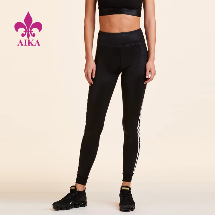 Factory supplied Yoga Legging Manufacturer – High Quality Custom Women Sports Wear Slim Fit Zig Zag Trimming Yoga Sports Leggings – AIKA detail pictures
