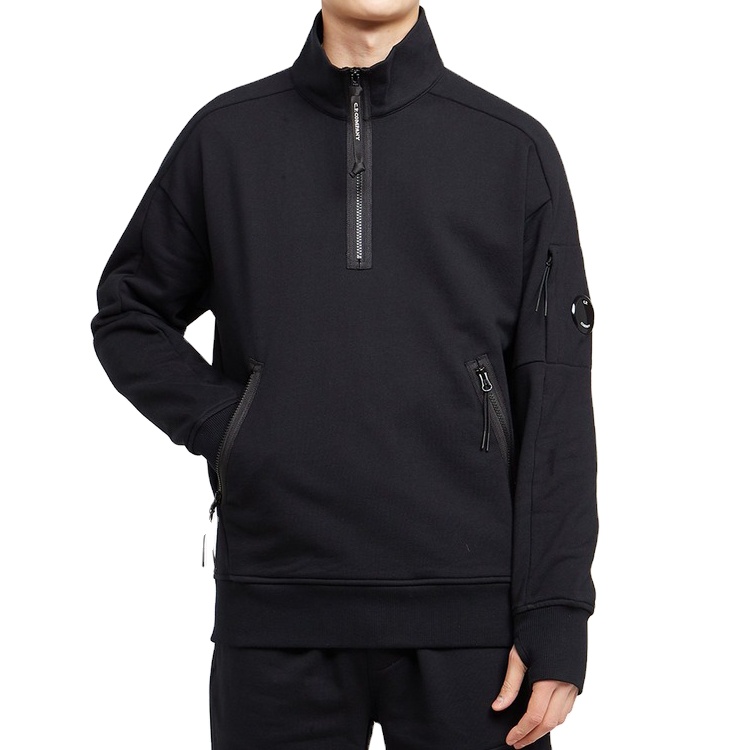 Fashion Design Quarter Zip Thumb Holes Gym Sweatshirt For Men With Zip Pockets