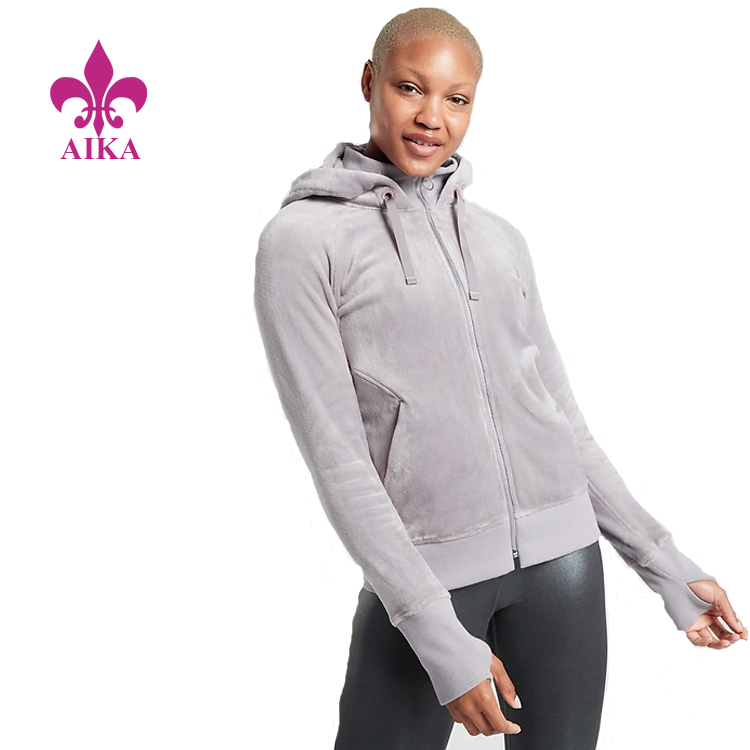 OEM Factory for Sports Wear Manufacturer -
 Winter Women Sports Wear Keep Warm Comfortable High Neck Gym Hoodie Sweatshirt – AIKA