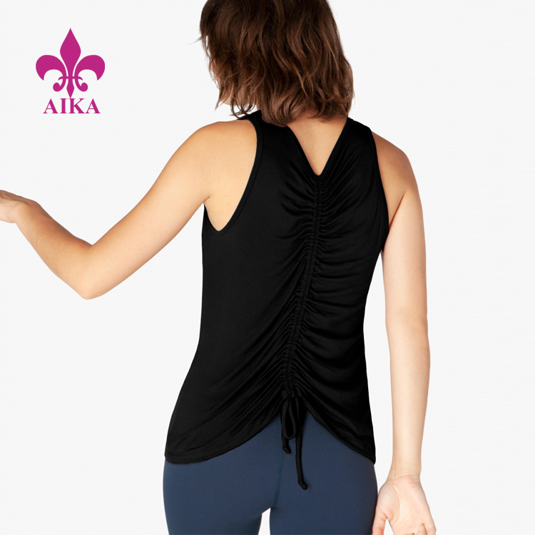 Online Exporter Yoga Pants Wear -
Custom Fashion Design Women Gym Clothes Slim Fit Pull Strings Tank Sport Tank Top – AIKA detail pictures