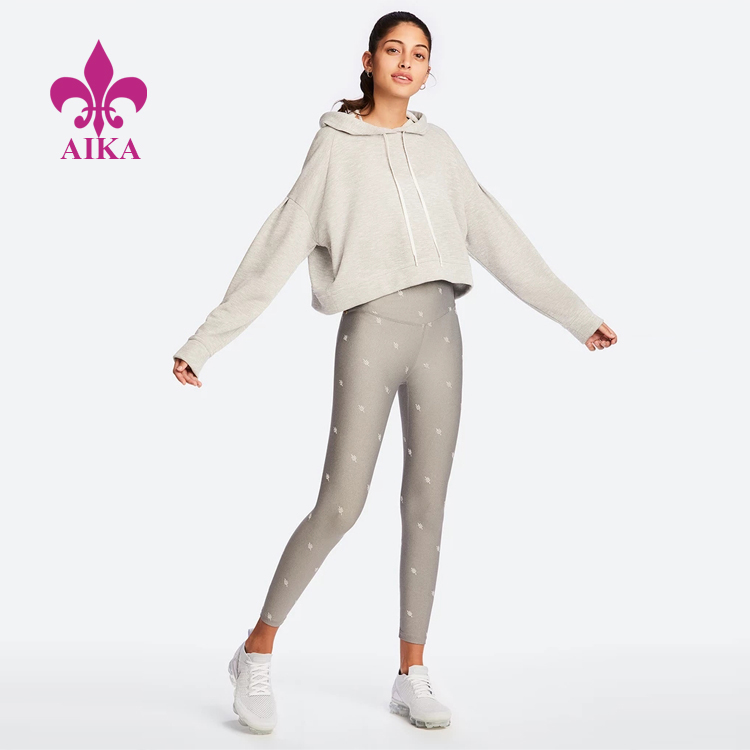 High Quality Custom Lightweight Crop Terry Pullover Hoodie Women Sports Sweatshirt