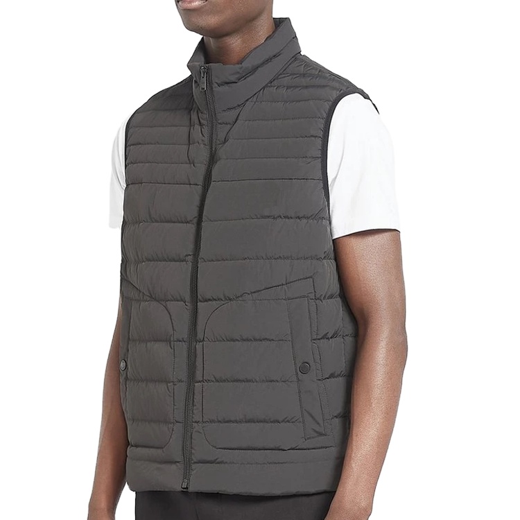Top Quality High Neck Warmth Gym Sleeveless Down Jacket For Men With Button Pockets