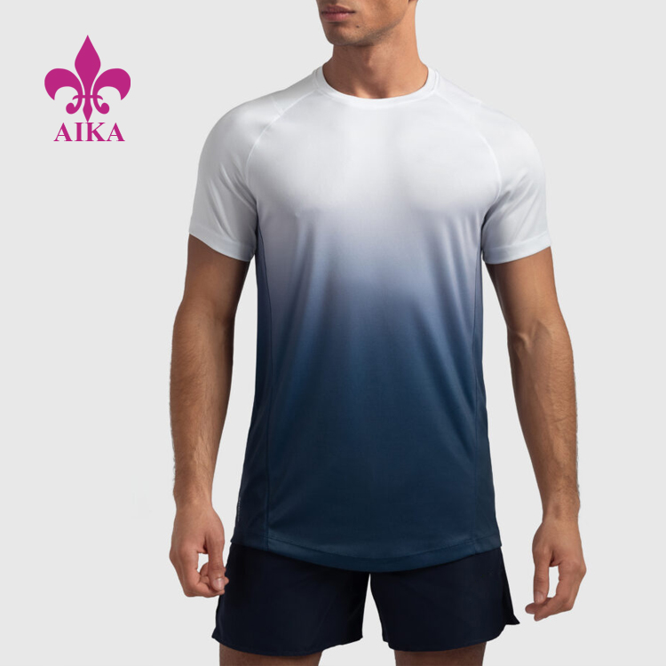 Running Training Wear Custom Wholesale Breathable Gradient Color Gym T Shirt For Men