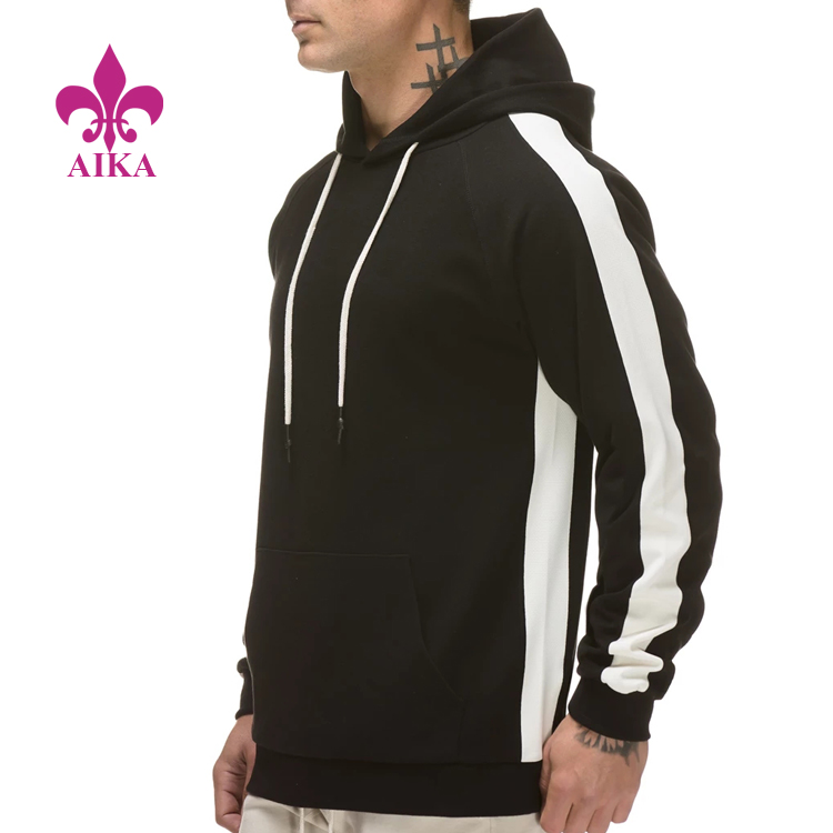 Custom White Strips Design Compression Breathable Sweatshirts Fitness Hoodies Clothing For Men