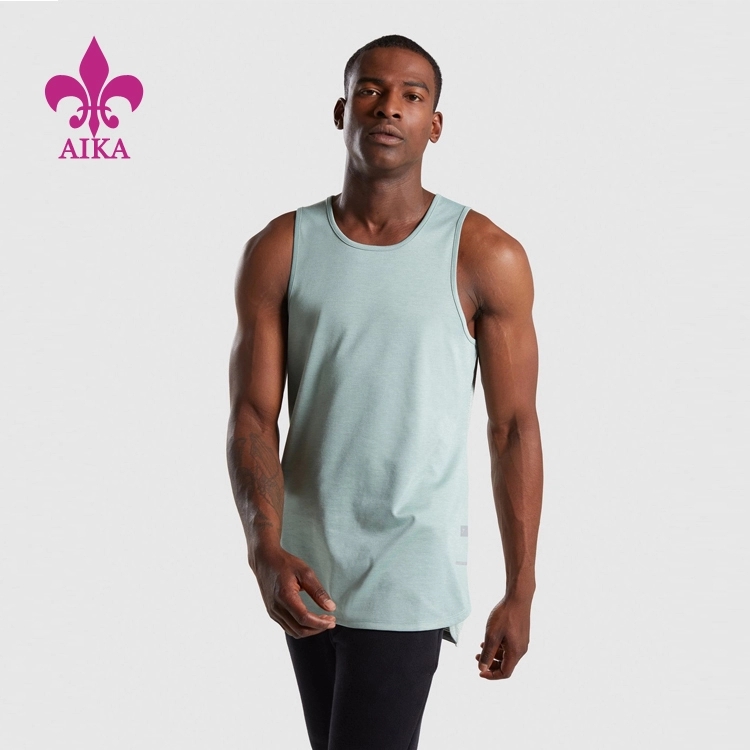 Wholesale Customized Mens Muscular Vest Uneven Bottom Fitness Tank Tops