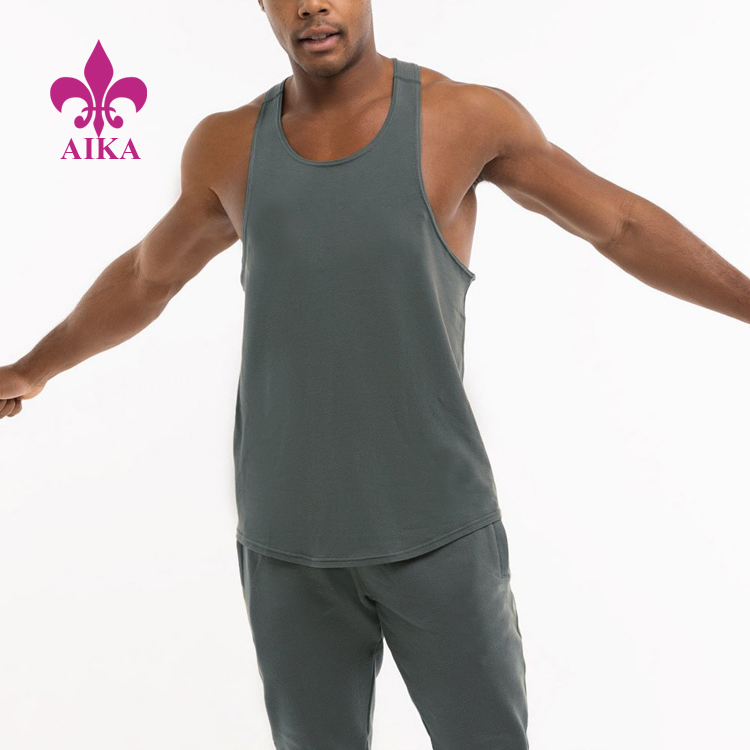 New Delivery for Oversized Gym T Shirt Mens Suppliers – Summer Sportswear Logo Custom Cotton Spandex Fitness Gym Tank Top Men – AIKA