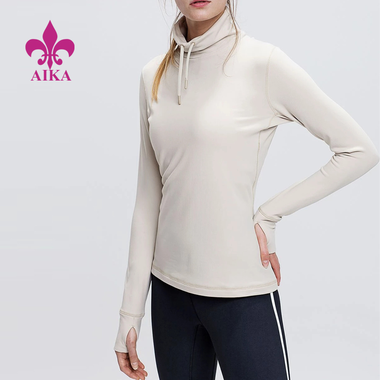 Free sample for Sport Tank Tops -
Custom Sports Wear Flat Seam Design Breathable Comfort Women High Neck Long Sleeve Top – AIKA detail pictures