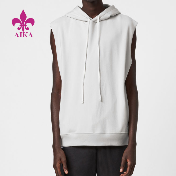 Fashion Sport Wear Cotton Polyester Casual Gym Blank Sleeveless Hoodie Tank Top