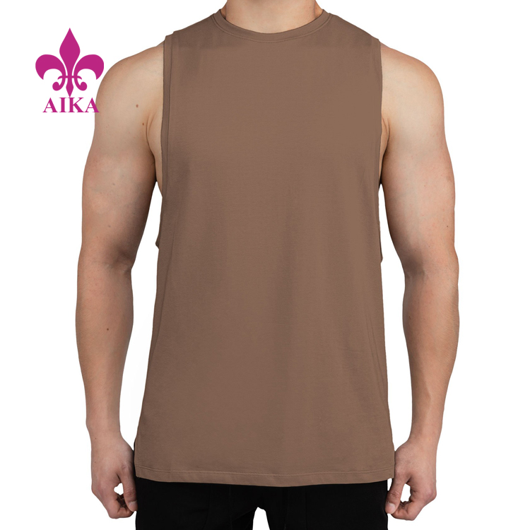 Cotton Spandex Fabric HIgh Quality Bodybuilding Singlet Fitness Mens Tank Top