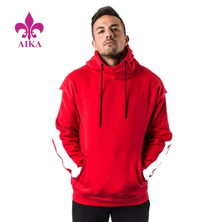 High Quality Custom Super Soft Fleece Keep Warm Stripe Down Sleeves Men Sports Hoodie Sweatshirt
