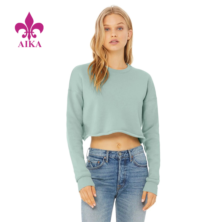 Custom Hot Sale Casual Style Cropped Crew Fleece Pullover Sports Workout Women Hoodies Sweatshirts