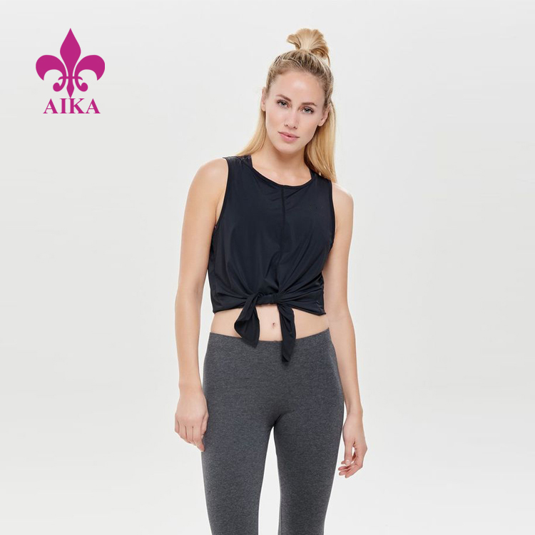 Custom Wholesale New Design Regular Fit Front Knot Yoga Training Top Women Tank Top