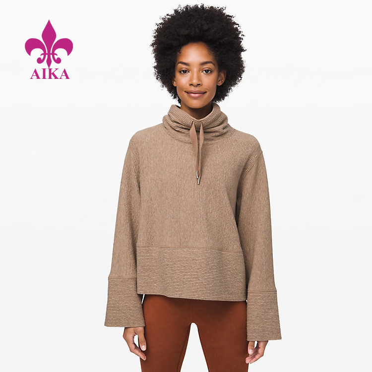 Women Sports Wear Stay Warm High Neck Body Skimming Pullover Gym Yoga  Sweatshirt