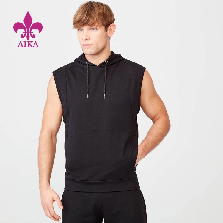 PriceList for Open Back Workout Long Sleeve Factory -
Wholesale new apparel sleeveless hoodies Gym Training Running sportswear for Men – AIKA detail pictures