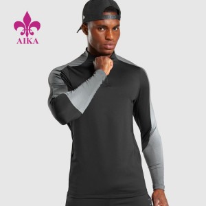 Hot New Products Garment Yoga Pants -
 Wholesale Men Clothing Shirts Half Zip Long Sleeve Moisture Wicking Compression Gym T Shirts – AIKA
