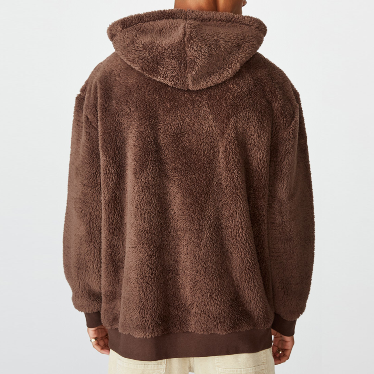 OEM Factory Price Drop Shoulder Warmth Soft Gym Fleece Hoodie For Men With Kangaroo Pocket detail pictures