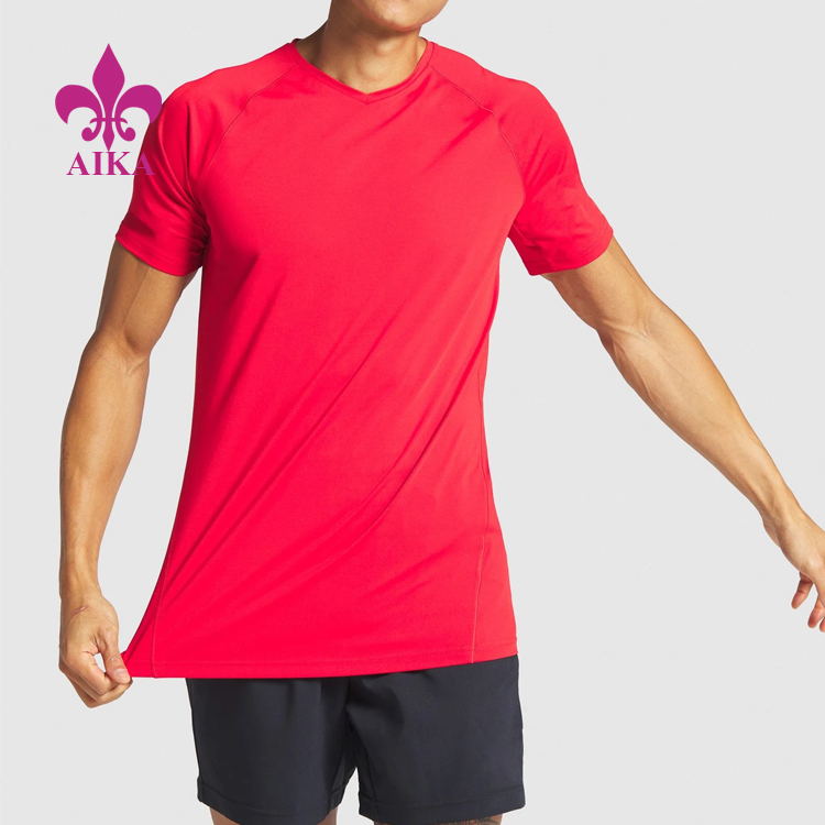 Wholesale Custom Spandex Muscle Quick Dry Logo Printing Blank Red Gym T Shirt For Men