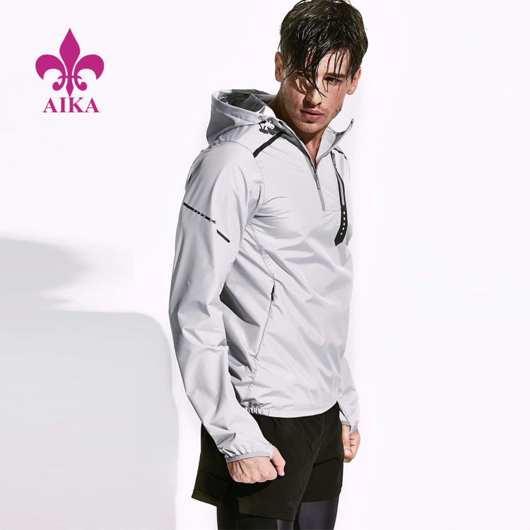 2019 wholesale price Men Joggers -
Wholesale Custom Made Half Zipper Design Shiny Men Sports Training Pullover Jacket – AIKA detail pictures