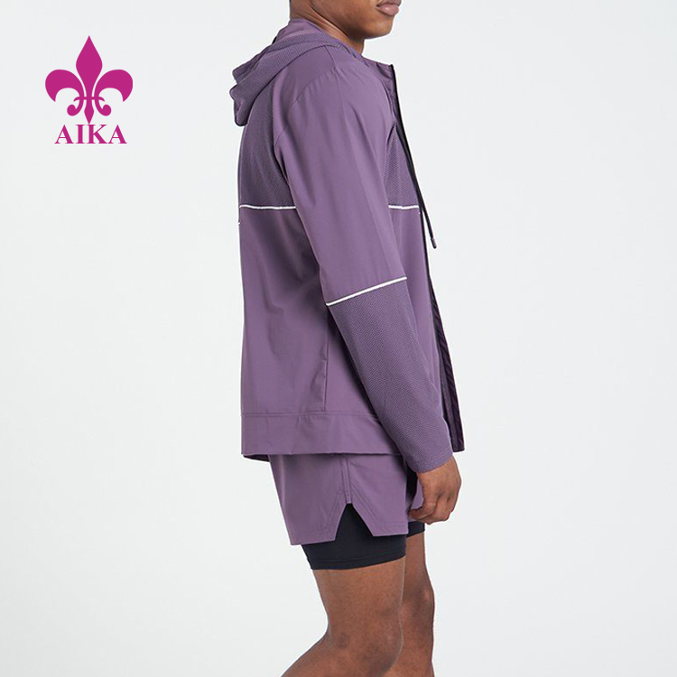 8 Year Exporter Drawstring Running Shorts -
Running Wear Custom Design Mesh Patchwork Workout Zipper Windbreaker Jackets – AIKA detail pictures