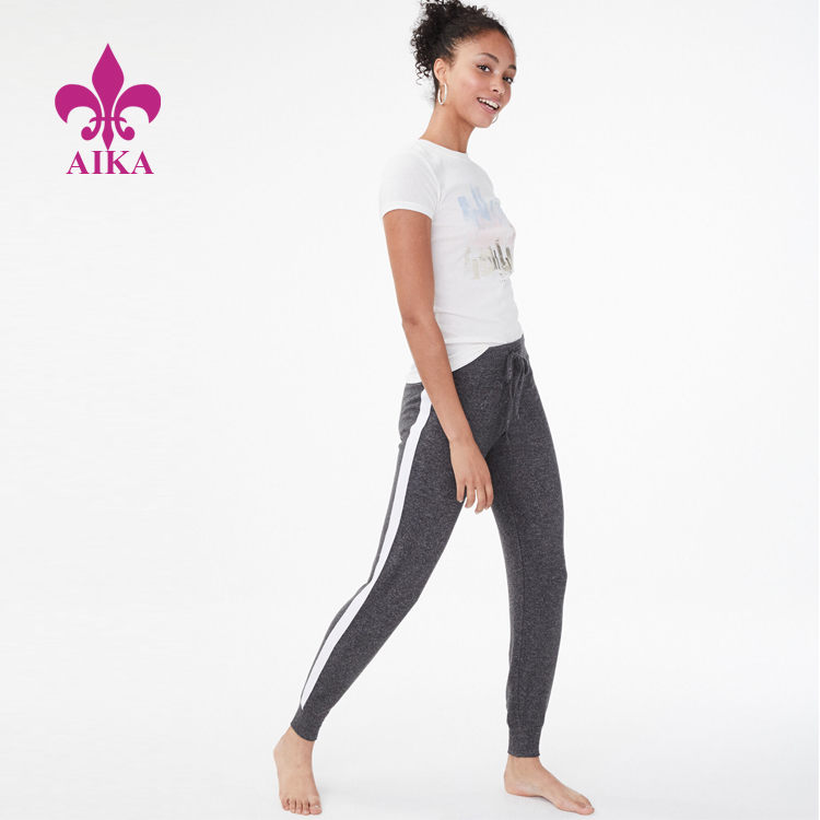 Low price for Cotton Wear -
Custom 100% Cotton Comfortable Durable Sporty Stripe Running Yoga Women Sweat Pants – AIKA detail pictures