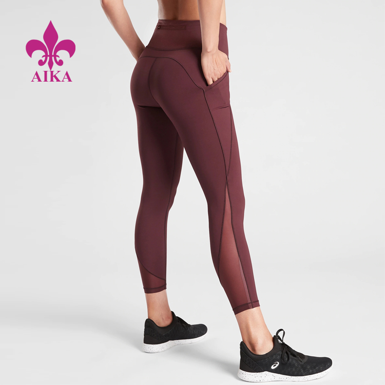 Free sample for Sport Tank Tops -
Mesh Panel Gym Wear Design Ladies Plus Size Workout Clothing Women Tights Yoga Pants – AIKA detail pictures