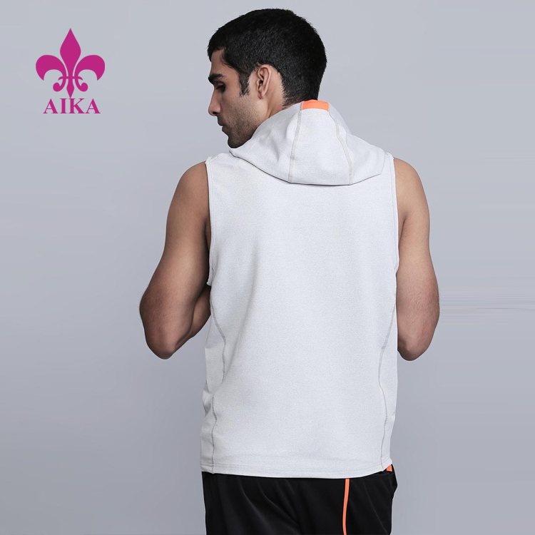 Factory Supply Men Plain Shirt -
New apparel Pullover Hooded With Drawstring sleeveless Gym Training&Running Hoodies for Men – AIKA detail pictures
