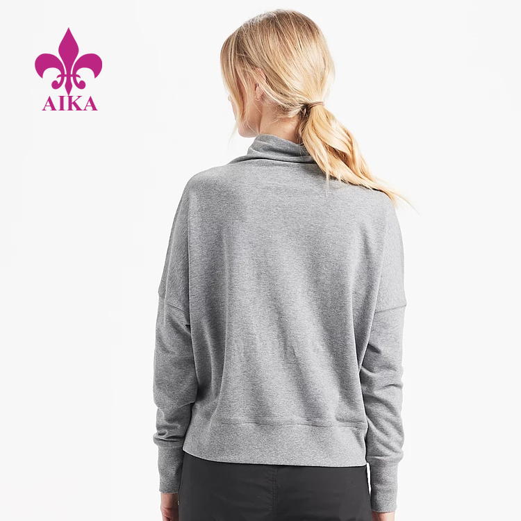 8 Year Exporter Tank Top Manufacturer -
Women Sports Wear Stylish Stretchy Fleece Mock Neck Gym Workout Hoodie Sweatshirt – AIKA detail pictures