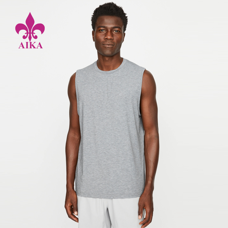 Wholesale Men Active Wear Sporty Style Solid Color Plain Easy Fit Sports Tank Top