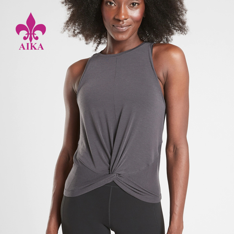 Custom Fashion Design Women Yoga Wear Soft Lightweight Twist Front Sports Tank Top
