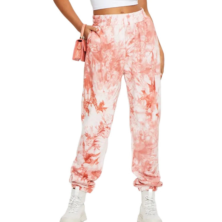 Fashion Design Elastic Waist Cotton Polyester Track Pants Gym Tie Dye Jogger For Women