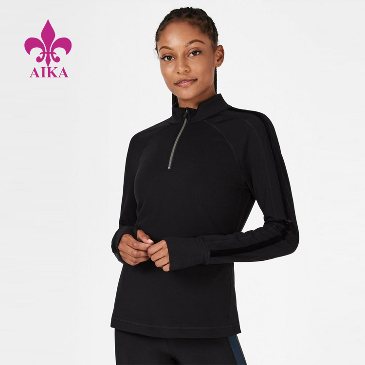 2019 China New Design Sports Track Suits -
 Cheap Custom Wholesale Warm Slim Fitting Half Zip High Neck Women Long Sleeve Top – AIKA
