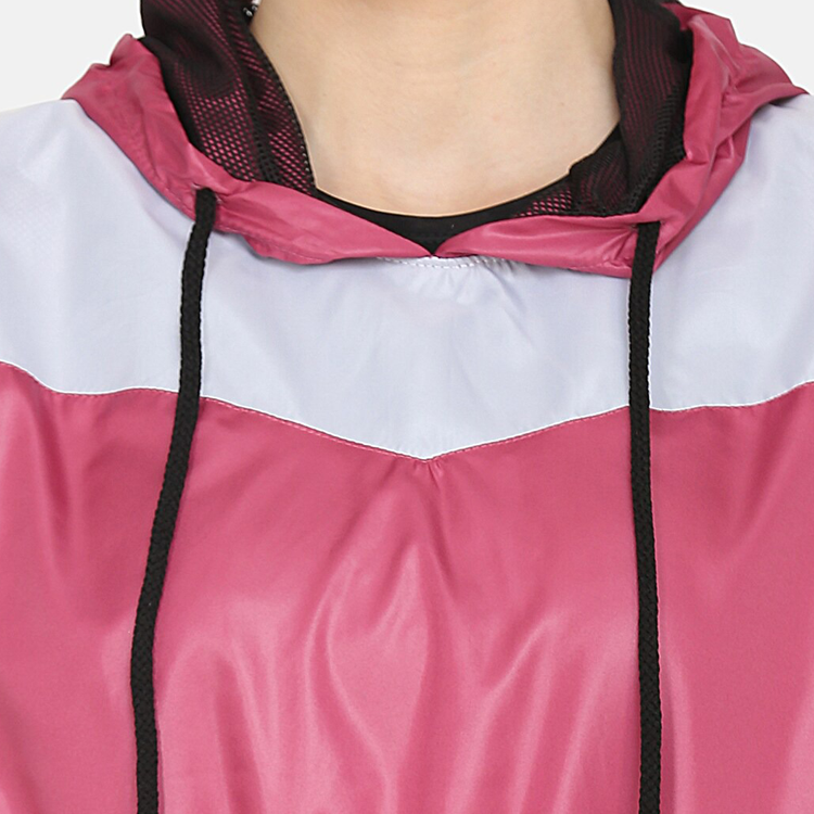 Fashion Design Breathable Contrast Color Woven Crop Top Gym Tracksuit For Women detail pictures