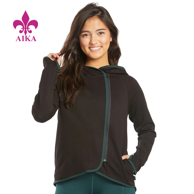 Hot Sale Fashion Design High Quality Custom Women Sports Wear Thumbholes Hoodie Yoga Jacket