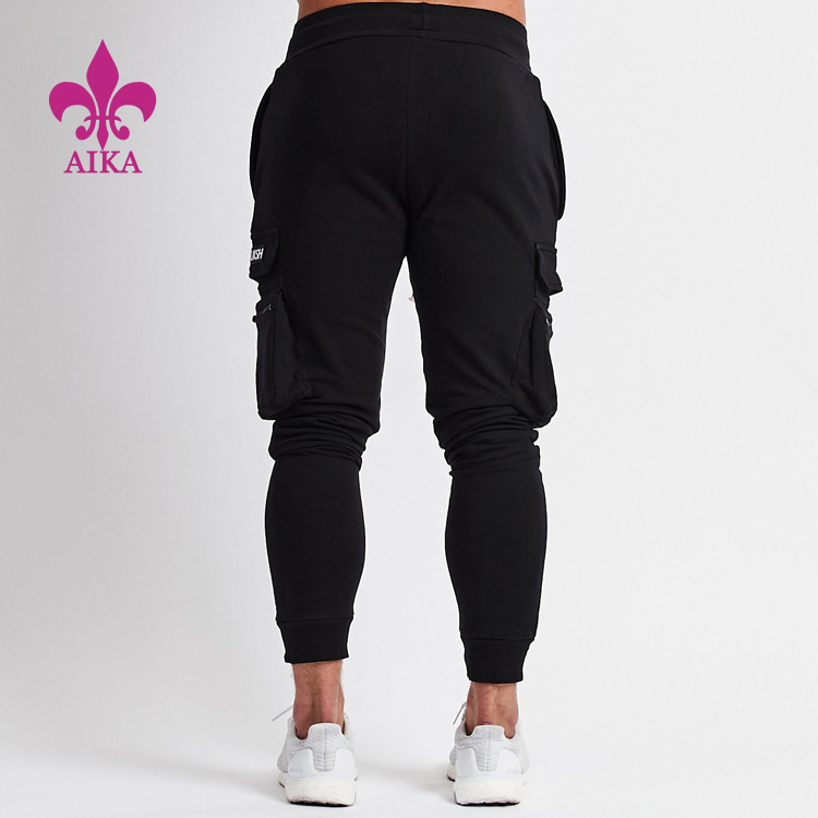 Professional Design Fashion Cotton Pants -
Wholesale High quality OEM custom men black gym track jogger pants with big pockets – AIKA detail pictures