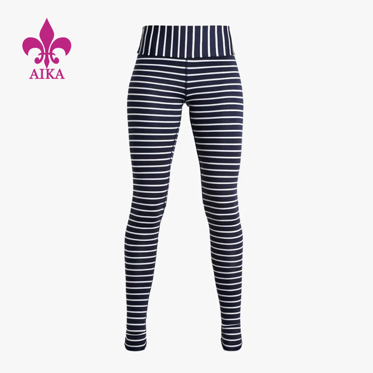 Popular Design for Polo T Shirts -
Custom wholesale first quality fitness high wrist striped women yoga gym sports leggings – AIKA detail pictures