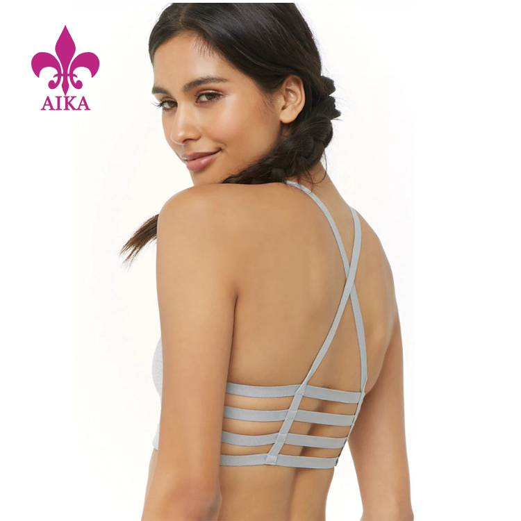 Renewable Design for Yoga Clothing -
 OEM Custom Logo High Quality Gym Clothes Fitness Sexy Back Blank Ladies Yoga Sports Bra – AIKA