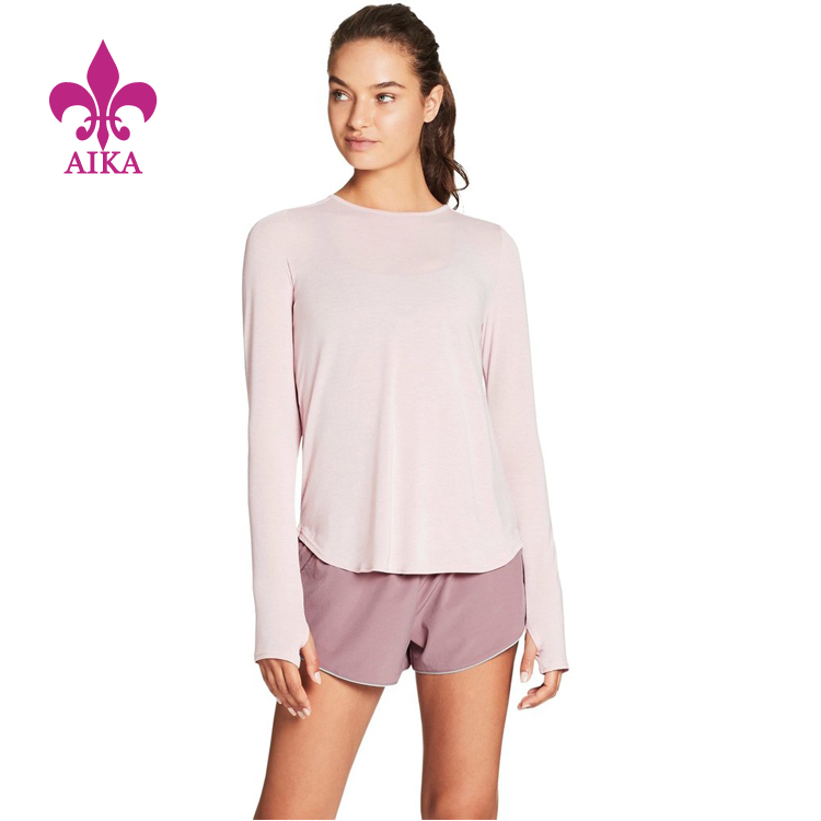 Custom HIgh Quality Dry Fit Sport Gym Long Sleeve T Shirt  for Women