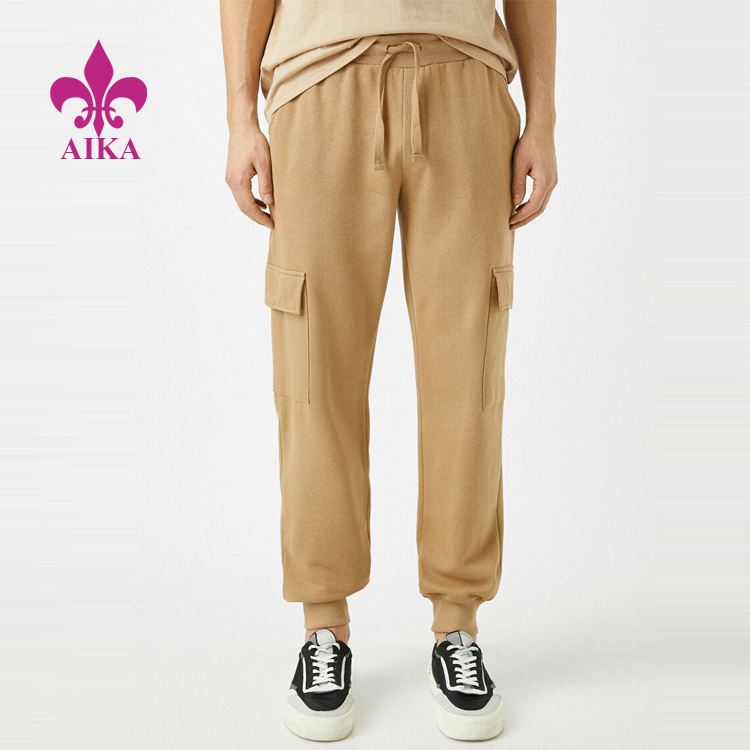 Best Sale French Terry Cotton Lightweight Drawstring Waist Men Cargo Pocket Jogger Pants