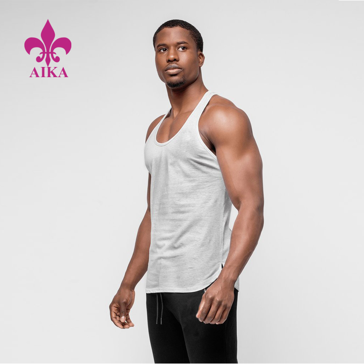 Factory Price For tank top- Customized Breathable Cotton Fitness Mens Stylish Sports Gym Wholesale Blank Tank Top In Bulk – AIKA detail pictures
