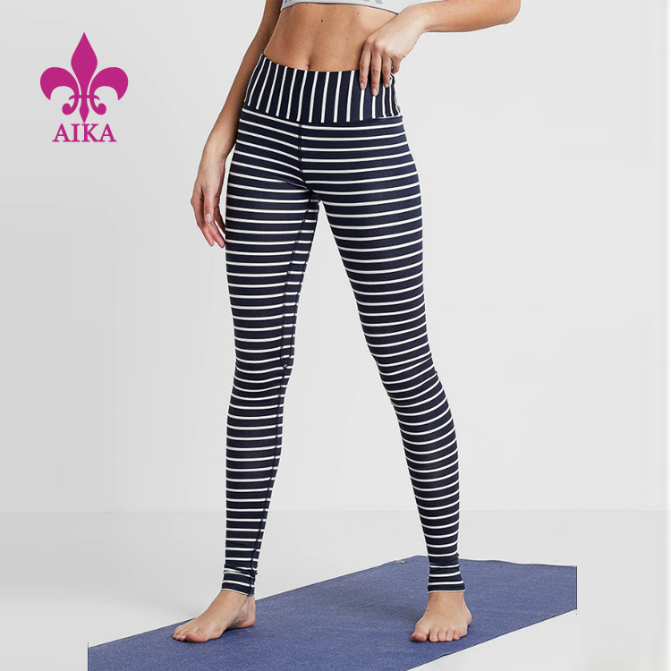 Popular Design for Polo T Shirts -
 Custom wholesale first quality fitness high wrist striped women yoga gym sports leggings – AIKA