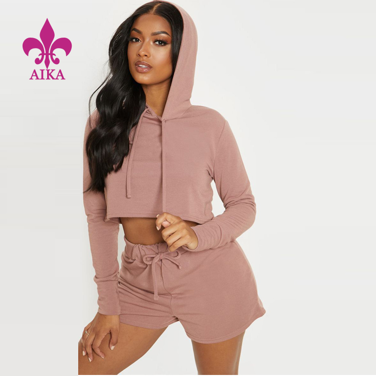 High Quality Custom OEM Long Sleeve Hoodies Short Pant Loose Breathable Sports Fitness Suit