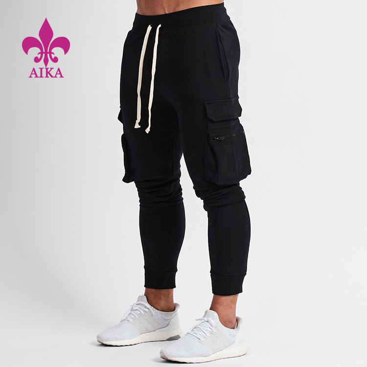 OEM/ODM Manufacturer Sport Wear -
 Wholesale High quality OEM custom men black gym track jogger pants with big pockets – AIKA
