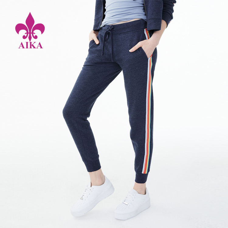 Autumn Popular Fashion Design Rainbow Side Stripes Sports Outdoor Women Jogger Pants